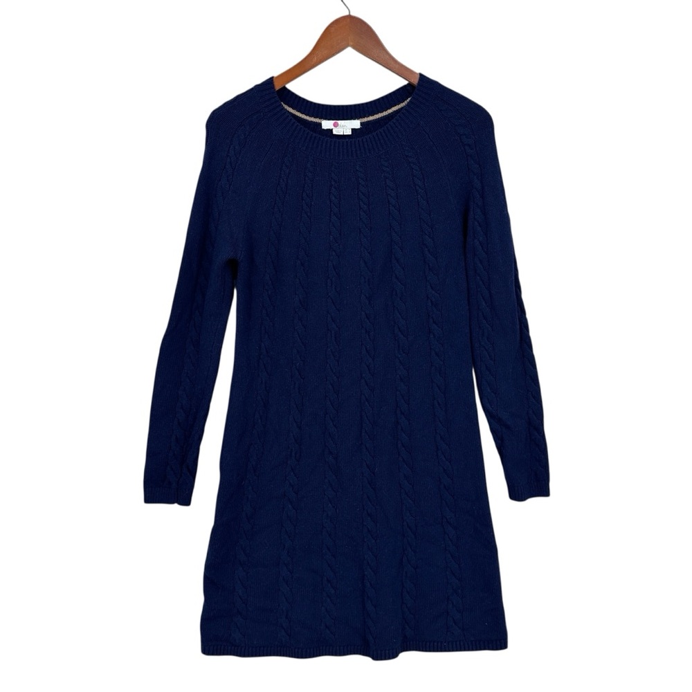 BODEN Dress Cynthia Wool Blend Cable Knit Cozy Sweater Blue